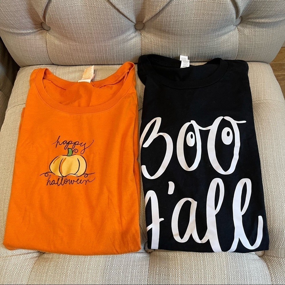 AF: Lot of two Halloween t-Shirts Black Canvas Sz S Orange Target Sz M